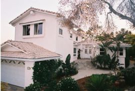 Front of house at dusk